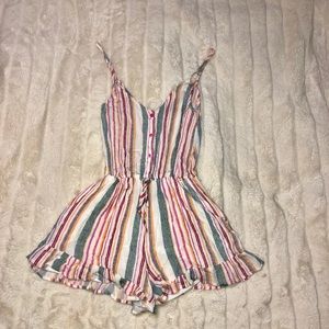 Pink striped romper